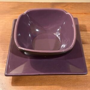 PartyLite Square Plate And Bowl Set Purple Black